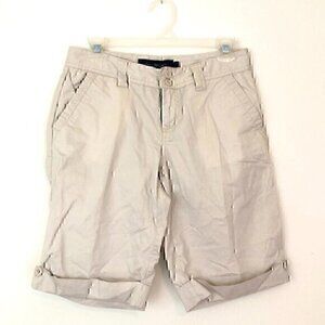 CALVIN KLEIN JEANS Solid Cream 100% Cotton Cuffed Lightweight Bermuda Shorts 4